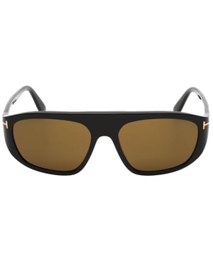 Gafas de sol negras brillantes con lentes Roviex de Tom Ford