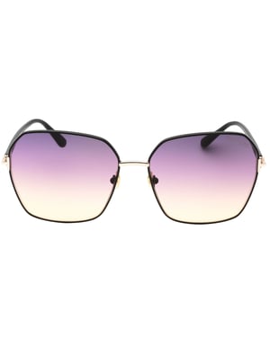 Tom Ford Claudia-02 Gafas de sol negras brillantes con lentes ahumados degradados