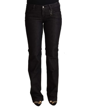 Jeans ajustados de cintura baja de algodón negro para mujer de Costume National