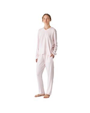 Pijama manga larga de punto suave cuello pico JJB5 mujer