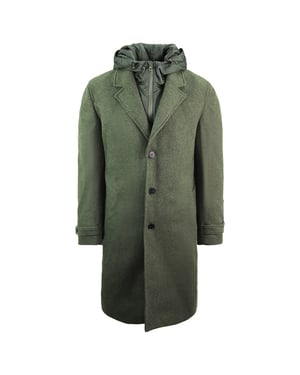 Lacoste lana para hombre abrigo verde oscuro