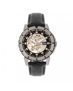 Reloj automático Reign Philippe con correa de cuero y esqueleto