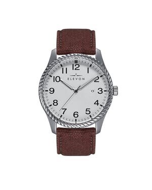 Reloj Elevon Crosswind con correa de cuero superpuesta en lona y fecha