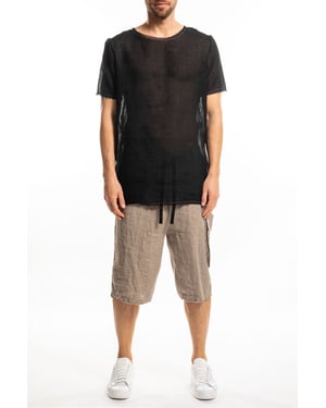 Takeshy Kurosawa Camiseta Lino Hombre Negro