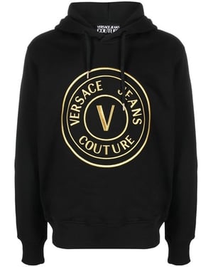 Sudadera con capucha de algodón negro con detalles del logo de Versace Jeans