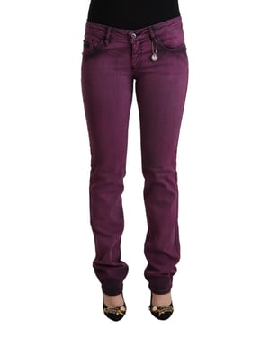 Jeans de mezclilla elásticos de algodón púrpura de corte slim fit para mujer de Costume National