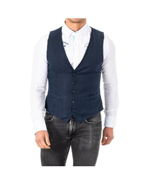 Chaleco de punto fino con cinturón ajustable cuello de V HMJA11 hombre
