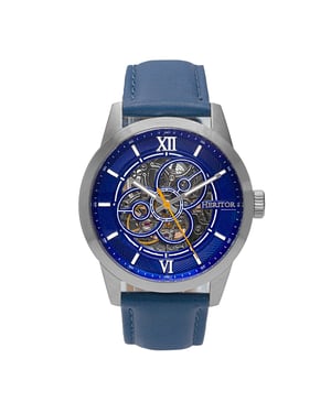 Reloj automático Heritor Jonas con correa de cuero y esqueleto