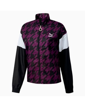 Puma manga larga cremallera con cremallera por todas las chaquetas moradas negras impresas 596735 25