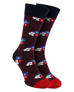 HS by Happy Socks - Pack de 3 Calcetines de Vestir Clásicos Flor - Flor (Borgoña)