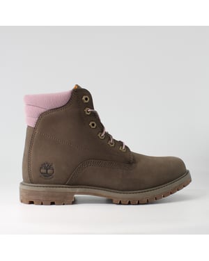 Timberland 6 Inch Premium Navy Nubuck Leather Juniors Lace Up Boots A2F3U