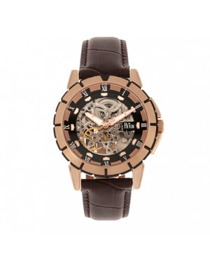 Reloj Automático Esqueleto de Cuero Reign Philippe