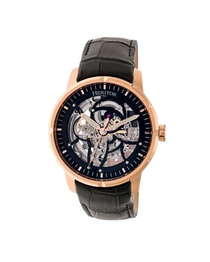 Reloj automático Heritor Ryder esqueleto con correa de cuero
