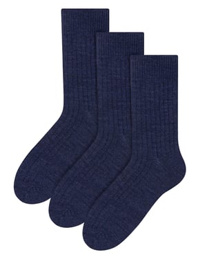 3 Pares Multipack Calcetines de Lana de Alpaca para Hombre - Azul Marino