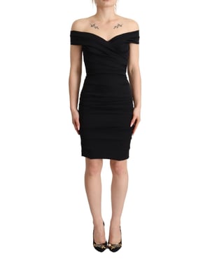 Vestido ajustado de seda negra sin mangas de Dolce & Gabbana para mujer