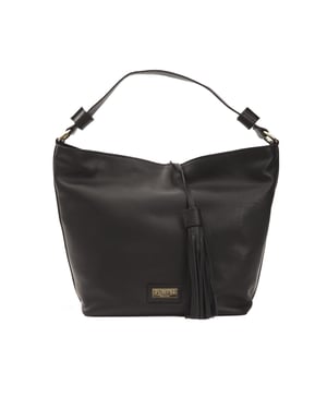 Bolso de hombro de cuero negro para mujer Donatella Pompei