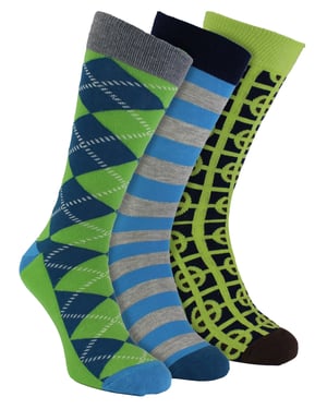 HS by Happy Socks - Paquete de 3 calcetines de vestir de estructura clásica para hombre - Target (Verde)