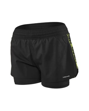 Ventaja de la cabeza pantalones cortos de tenis negros para mujer