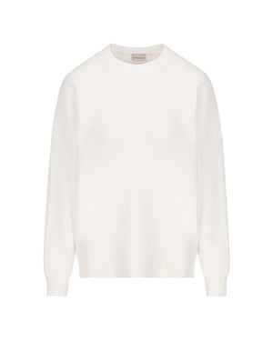 Moncler gedetailleerd logo op de achterkant van het witte sweatshirt