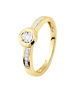 Diamond Solitaire compatible con 0,070 CTS Ilusión 1 CT de oro blanco