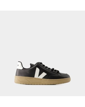 Zapatillas V-12 - Veja - Piel - Negro/Blanco