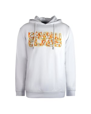Cavalli Class Fire Logo sudadera con capucha blanca
