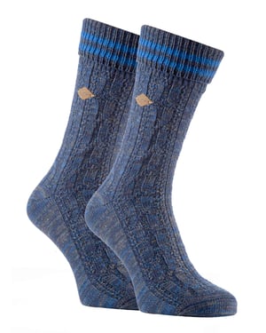 Paquete de 2 calcetines de algodón de punto por cable para hombre con parte superior vuelta