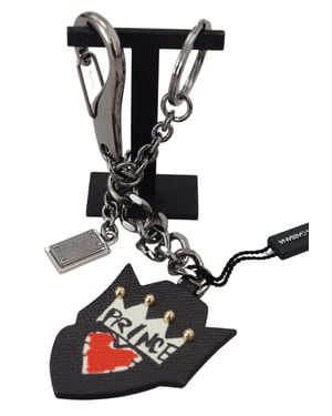 Llavero para hombre Dolce & Gabbana Black Prince Studs Logo de latón plateado
