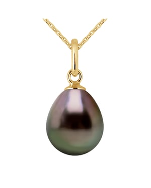 Colgante articulado perla tahitiana de 9-10 mm de oro blanco