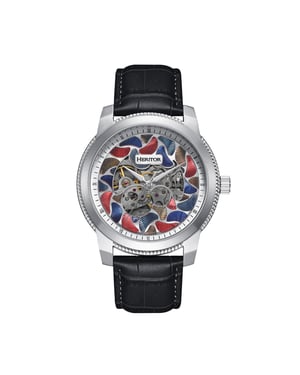 Reloj automático Heritor Emmanuel semiesqueleto con correa de cuero