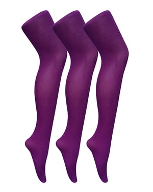 3 Pares de Mallas Opacas de 80 Deniers de Colores para Mujer | Sock Snob | Mallas de Colores en Bloque - Imperial Purple