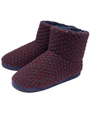DUNLOP - Botitas de espuma con memoria Sherpa para hombre (8, Azul marino/Burdeos)