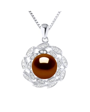 Sol Collar Pearl de agua dulce 9-10 mm Negro 925
