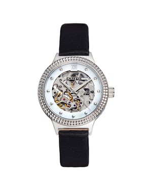Reloj automático Empress Alice con correa de cuero y esfera esquelética MOP
