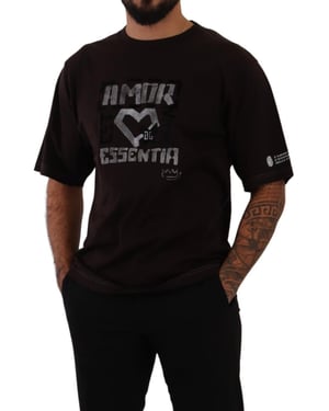 Dolce & Gabbana Elegante T-Shirt de Cuello Redondo para Hombre en Burdeos L'Amore