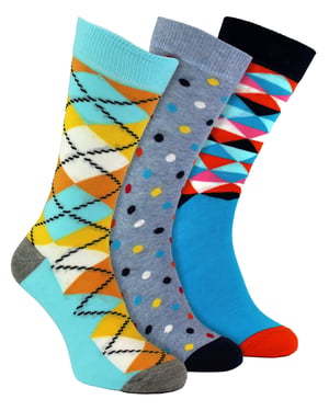 HS by Happy Socks - Pack de 3 Calcetines Argyle Clásicos - Argyle (Azul Claro)