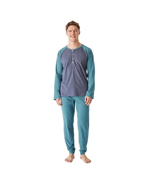 Pijama de algodón manga larga cuello redondo JJB12 hombre