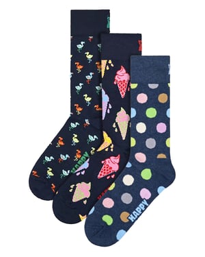 Lote de 3 calcetines unisex Funky Design Giftbox - Azul marino