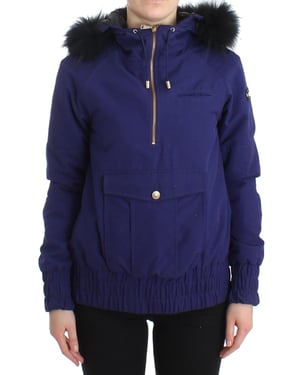 Chaqueta Corta Azul Acolchada con Capucha para Mujer GF Ferre