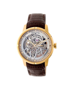 Reloj automático Heritor Ryder esqueleto con correa de cuero