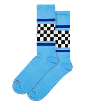Calcetines a Rayas Verificados | Happy Socks | Calcetines con Diseño de Cuadros de Moda | Calcetines de Regalo Divertidos - Azul