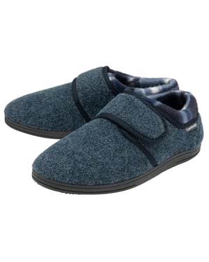 Pantuflas de Velcro para Hombre | Dunlop | Memory Foam | Orthapedic | Easy Close | House Bedroom Indoor - Azul Marino