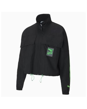 Puma Evide Woven Track Jacket Zip Up Black Womens Track Top 597770 01