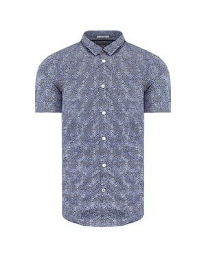 Pepe Jeans Steve Slim Fit de manga corta Camisa de hombres blancos estampados PM305850 0AA