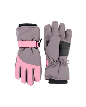 Heat Holders - Guantes de esquí térmicos de invierno con forro polar impermeable para niños y niñas - Rosa / Gris