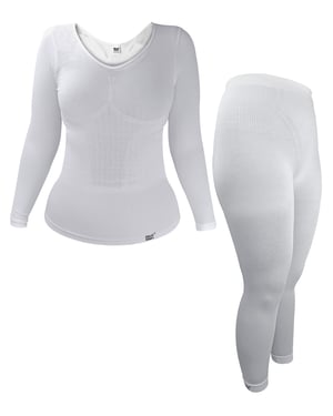 Conjunto de Ropa Interior Térmica para Mujer | Calentadores | Extra Caliente Invierno Top de Manga Larga & Pantalones Largos - Blanco