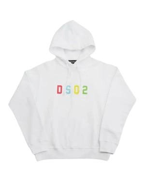 Dsquared2 veelkleurige DSQ2-logo witte hoodie