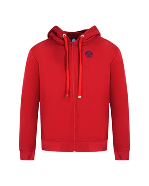 Sudadera con capucha roja con cremallera y logotipo de North Sails