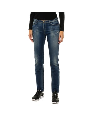 Pantalones largos tejanos efecto gastado 3Y5J28-5D1MZ mujer
