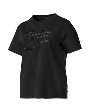 PUMA Downtown Tee Womens Camiseta Negra Logo informal Top 595691 01